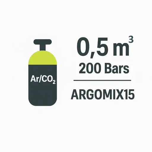[B5-ARCO2-15-REC] B5 - RECHARGE BOUTEILLE ARGOMIX- Argon/Co2 - 15% - 5 litres - 0.5 m3 - 200 Bar