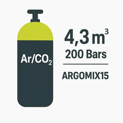 [B20-ARCO2-15-REC] B20 - RECHARGE BOUTEILLE ARGOMIX 15 - 20 l - 4.3 m3 - 200 BAR - 15% CO2