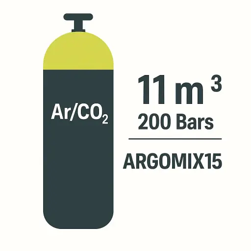 [B50-ARGONCO2-15-REC] B50 - RECHARGE BOUTEILLE ARGOMIX15- Argon/Co2 15% - 50 litres - 11 m3 - 200 Bar